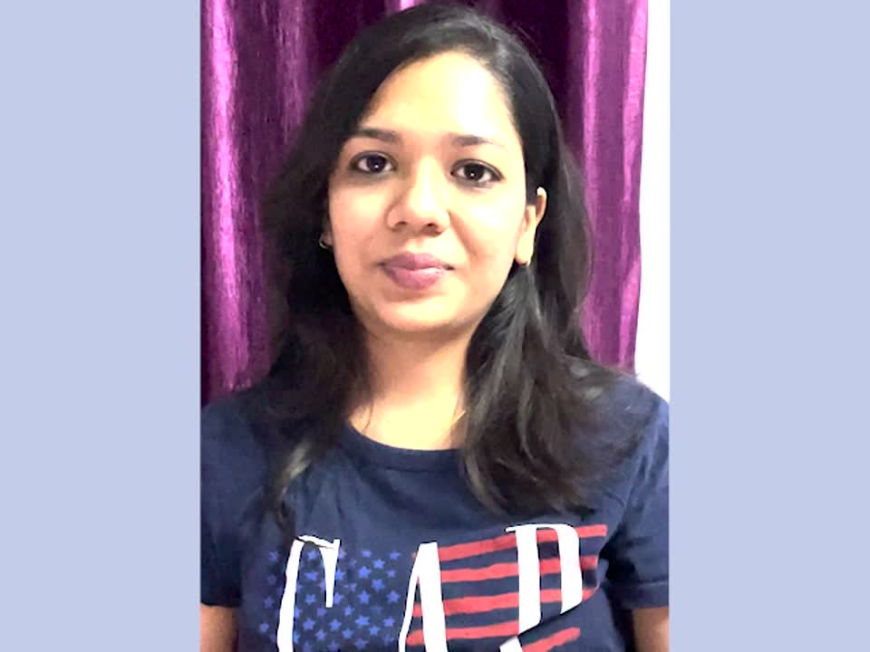 Still image out of testimonial from Shiksha Sharma