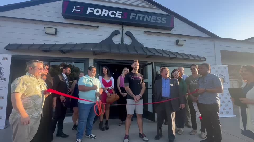 Still image out of testimonial from Force3 Fitness Ribbon Cutting 