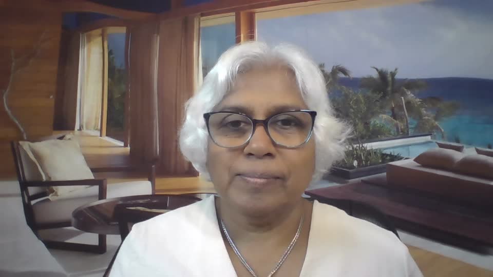Still image out of testimonial from Shantha Mony